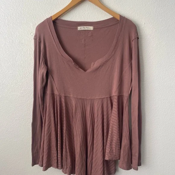 We The Free Clover Babydoll Split Neck Top Women’s Size XS Antique Oak - Picture 2 of 10